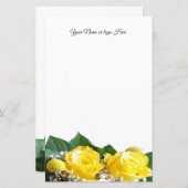 黄色のバラの文パーソナライズされた房具 (正面/裏面)