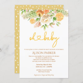 黄色のバラの柑橘系フローラドライブBy Baby Shower 招待状