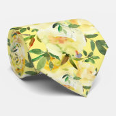 黄色のバラの模様の花 フラワーネクタイ ネクタイ (ロール)