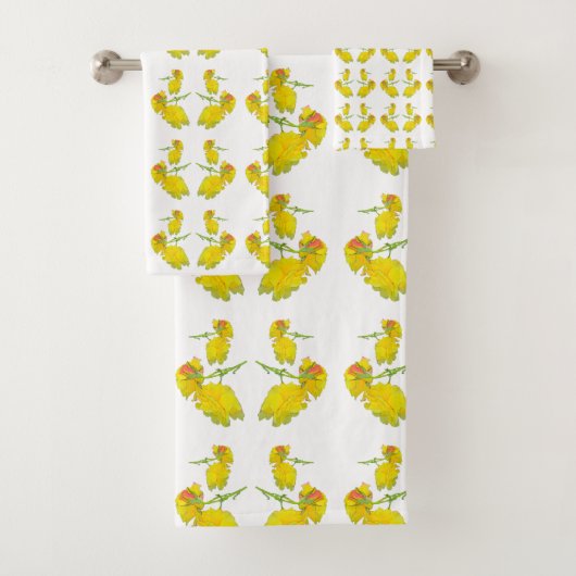 黄色のバラの生地。 バスタオルセット (インサイチュ)