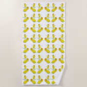 黄色のバラの生地。 ビーチタオル (正面)