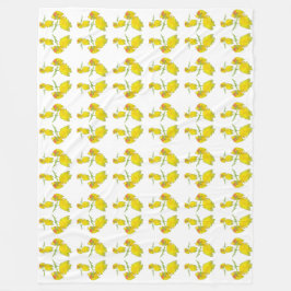 黄色のバラの生地。 フリースブランケット