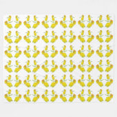 黄色のバラの生地。 フリースブランケット (正面(横))