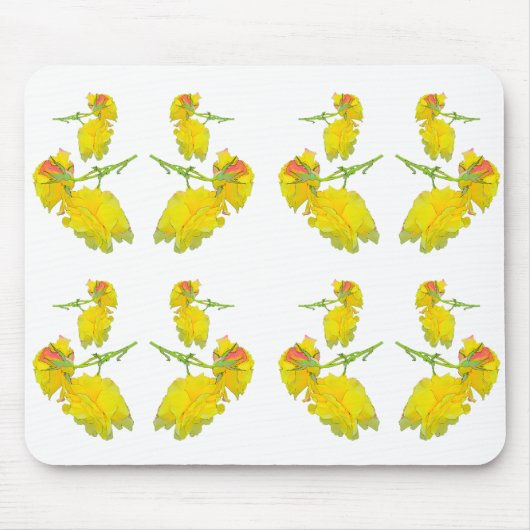 黄色のバラの生地。 マウスパッド (正面)