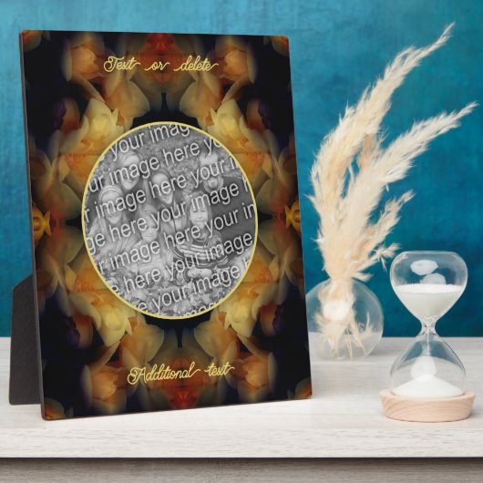 黄色のバラの花あなた自身の写真を作成 フォトプラーク (側面)