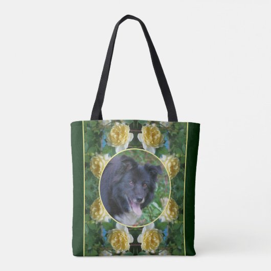 黄色のバラの花のフレーム自分の写真を作成 トートバッグ (裏面)