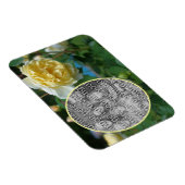 黄色のバラの花のフレーム自分の写真を作成 マグネット (右側)