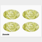 黄色のバラの花の製品ラベル　パームリーフのロゴ 楕円形シール (シート)