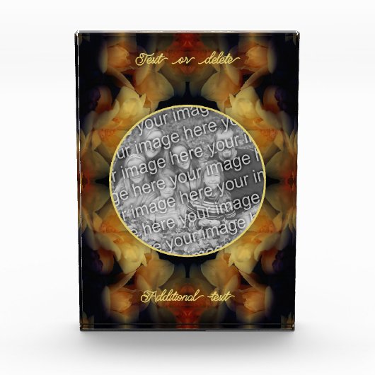 黄色のバラの花は自分の花を作成 フォトブロック (正面)