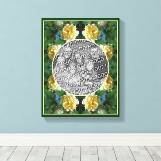 黄色のバラの花フレーム オリジナル写真を作成 キャンバスプリント (インサイチュ (ウッドフロア))