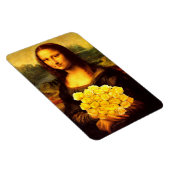 黄色のバラの花束を持つモナリザ マグネット (右側)