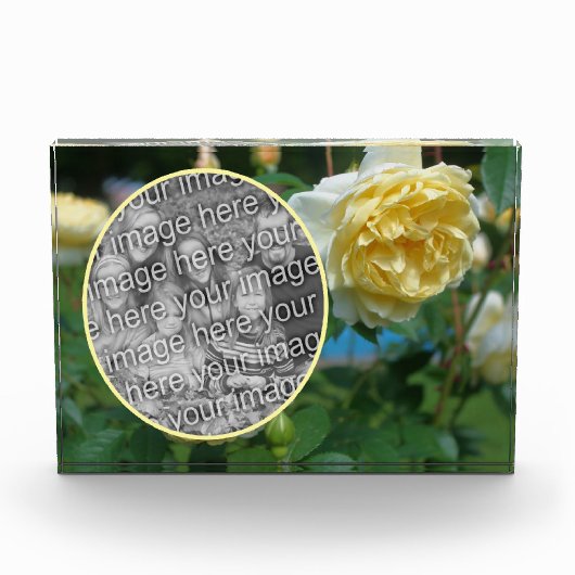 黄色のバラの花独自の作成 フォトブロック (正面)