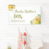 黄色のバラの花80歳の誕生日パーティー背景 横断幕 (インサイチュ)