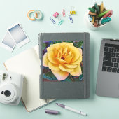 黄色のバラの花 フラワーアート 大型ステッカー シール (iPadカバー)