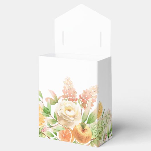 黄色のバラの花 フラワーグリーン ガール ベビーシャワー フェイバーボックス (オープン)