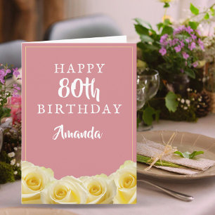 黄色のバラの花 フラワーデザイン 80歳の誕生日 カード