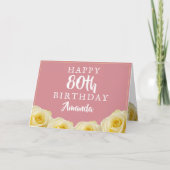 黄色のバラの花 フラワー 80歳の誕生日 カード (正面)