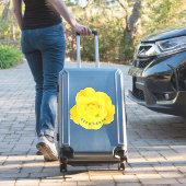 黄色のバラの花 青い名前 テキストテンプレート 可愛い シール (スーツケースインサイチュ)