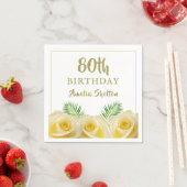 黄色のバラの花 80歳の誕生日パーティー スタンダードカクテルナプキン (インサイチュ)