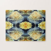 黄色のバラの雨滴フレーム自分の写真を作成 ジグソーパズル (横)