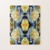 黄色のバラの雨滴フレーム自分の写真を作成 ジグソーパズル (縦)