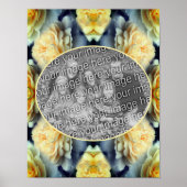 黄色のバラの雨滴フレーム自分の写真を作成 ポスター (正面)