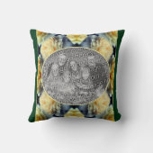 黄色のバラの雨滴フレーム自分の写真を追加 クッション (裏面)