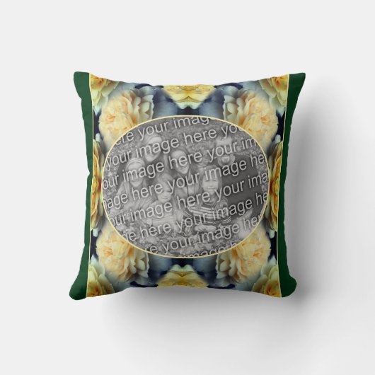 黄色のバラの雨滴フレーム自分の写真を追加 クッション (裏面)
