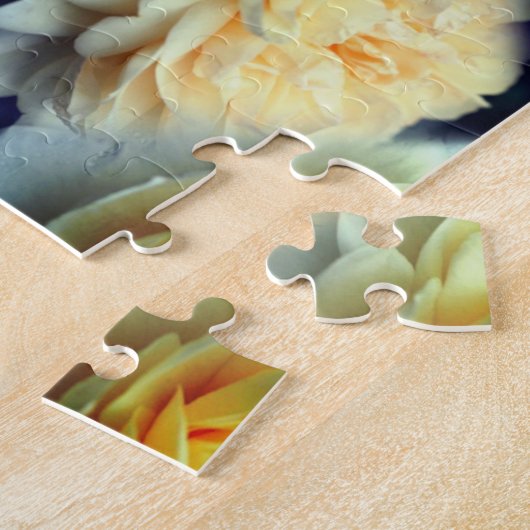 黄色のバラの雨滴フレーム自分の写真を追加 ジグソーパズル (側面)