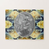 黄色のバラの雨滴フレーム自分の写真を追加 ジグソーパズル (横)