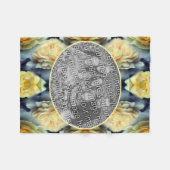 黄色のバラの雨滴フレーム自分の写真を追加 フリースブランケット (正面(横))