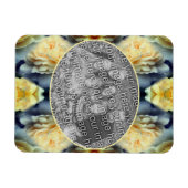 黄色のバラの雨滴フレーム自分の写真を追加 マグネット (横)