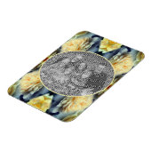 黄色のバラの雨滴フレーム自分の写真を追加 マグネット (左側)