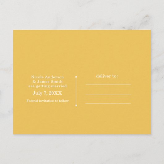 黄色のバラエレガントのフローラ結婚式の日付を保存 案内ポストカード (裏面)