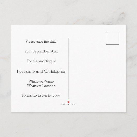 黄色のバラハートデザイン結婚式の日付を保存 案内ポストカード (裏面)