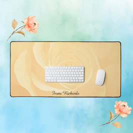 黄色のバラパーソナライズされたコンテンポラリー色 デスクマット