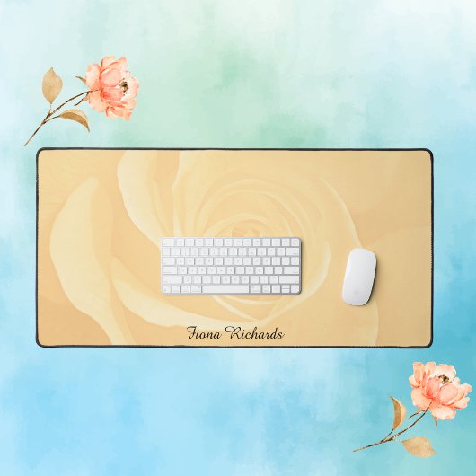 黄色のバラパーソナライズされたコンテンポラリー色 デスクマット