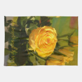 黄色のバラパーソナライズされた キッチンタオル (横)
