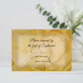 黄色のバラフローラ結婚式RSVP応答カード 出欠カード (スタンド正面)