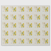 黄色のバラ及び金ゴールドの文字を入れることとの結婚 ラッピングペーパー (フラット)