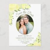 黄色のバラ楕円形の写真ボホウェディング日付を保存 案内ポストカード (正面)