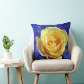 黄色のバラ王室のブルー背景装飾用クッション クッション (椅子)