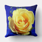 黄色のバラ王室のブルー背景装飾用クッション クッション (裏面)