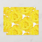 黄色のバラ白い金ゴールドフローラ花模様 出欠カード (正面/裏面)