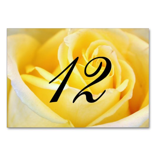 黄色のバラ結婚の表番号 テーブルナンバー (裏面)