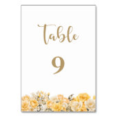 黄色のバラ結婚フローラのテーブル番号 テーブルナンバー (正面)