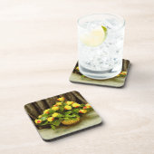 黄色のバラ絵を描のバスケット コースター (右側)