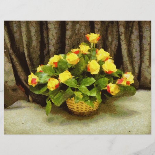 黄色のバラ絵を描のバスケット チラシ (正面)