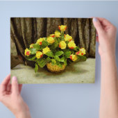 黄色のバラ絵を描のバスケット チラシ (手)