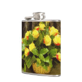 黄色のバラ絵を描のバスケット フラスク (左)